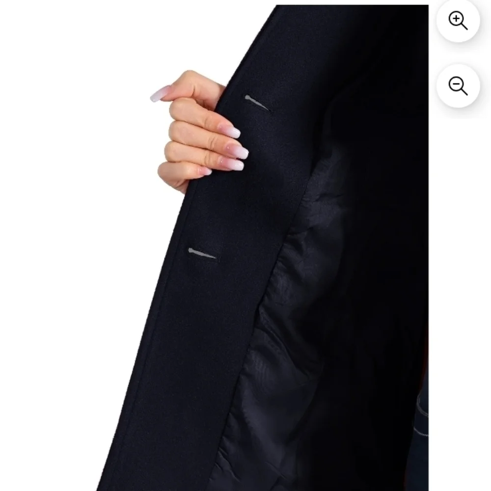 Allegra K Women's Peter Pan Collar Single Breasted Overcoat Coat